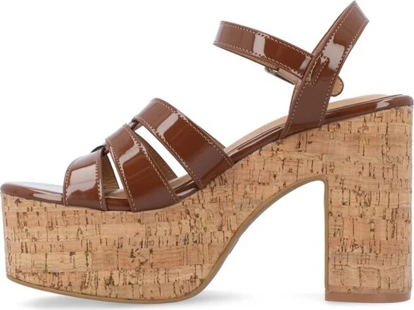 Journee Collection Women's Jania Buckle Platform Sandals Brown - Image 2