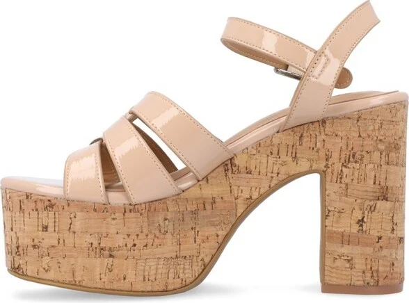 Journee Collection Women's Jania Buckle Platform Sandals Brown - Image 3
