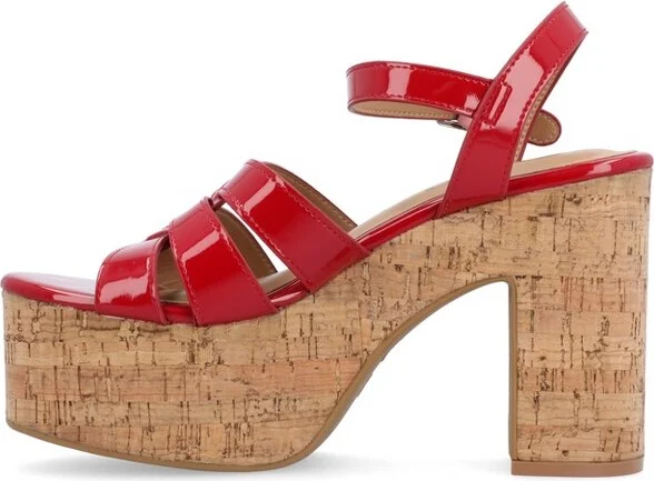 Journee Collection Women's Jania Buckle Platform Sandals Brown - Image 4