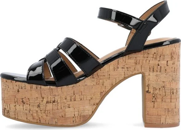 Journee Collection Women's Jania Buckle Platform Sandals Brown - Image 6