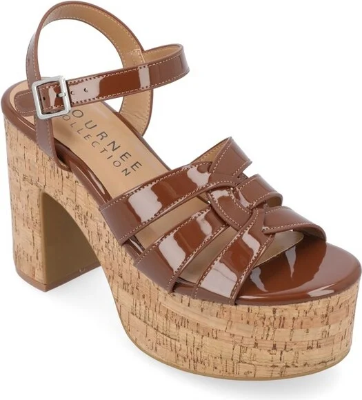 Journee Collection Women's Jania Buckle Platform Sandals Brown
