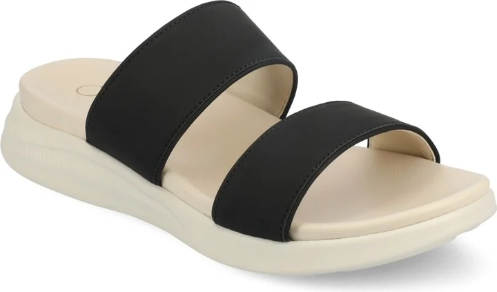 Journee Collection Women's Janis Double Band Comfort Wedge Sandals