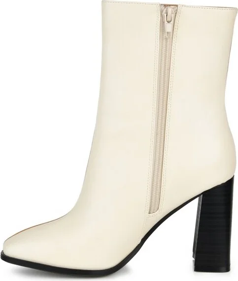 Journee Collection Women's January Inside Zip Stacked Heel Booties Cognac - Image 2