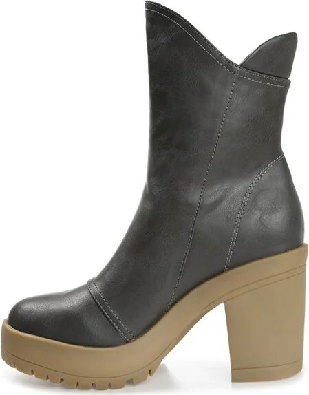 Journee Collection Women's Jaquie Round Toe Platform High Ankle Booties Grey - Image 2