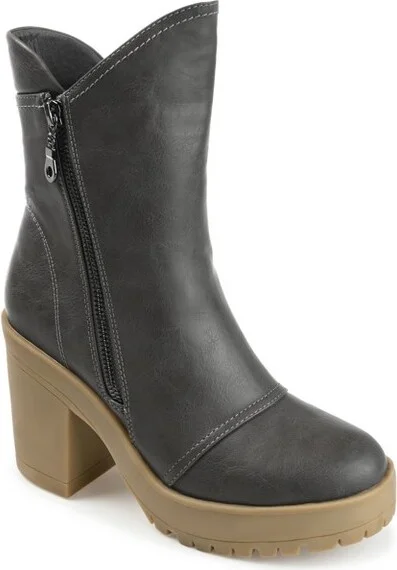 Journee Collection Women's Jaquie Round Toe Platform High Ankle Booties Grey