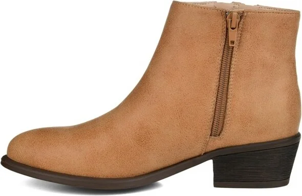 Journee Collection Women's Jayda Inside Zip Stacked Heel Booties Olive - Image 4