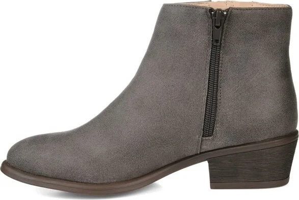 Journee Collection Women's Jayda Inside Zip Stacked Heel Booties Olive - Image 6