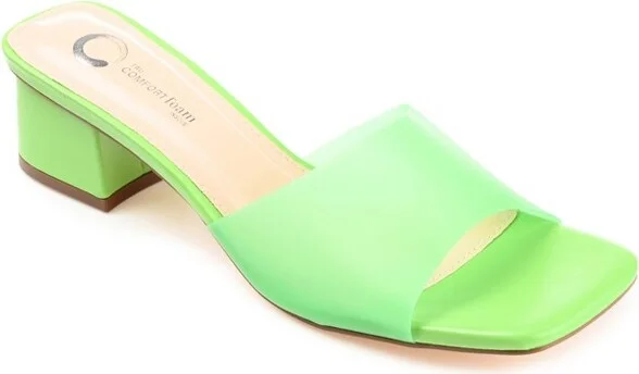 Journee Collection Women's Jaydin Slip On Block Heel Sandals Green