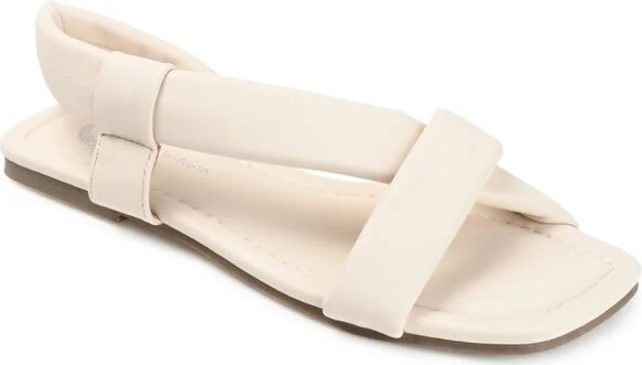 Journee Collection Womens Jaymie Tru Comfort Foam Multi Strap Low Block Heel Sandals Off White 7.5