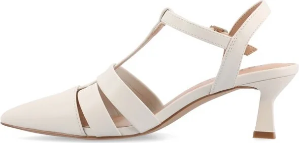 Journee Collection Women's Jazlynn Buckle Kitten Heel Pointed Toe Pumps Blush - Image 2