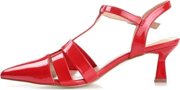 Journee Collection Women's Jazlynn Buckle Kitten Heel Pointed Toe Pumps Blush - Image 6