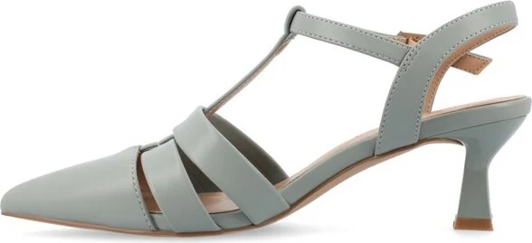 Journee Collection Women's Jazlynn Buckle Kitten Heel Pointed Toe Pumps Blush - Image 8