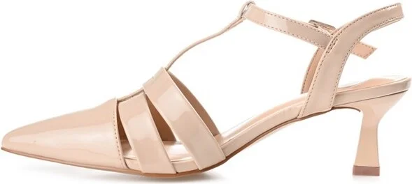 Journee Collection Women's Jazlynn Buckle Kitten Heel Pointed Toe Pumps Blush - Image 9