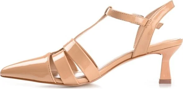 Journee Collection Women's Jazlynn Buckle Kitten Heel Pointed Toe Pumps Blush - Image 10