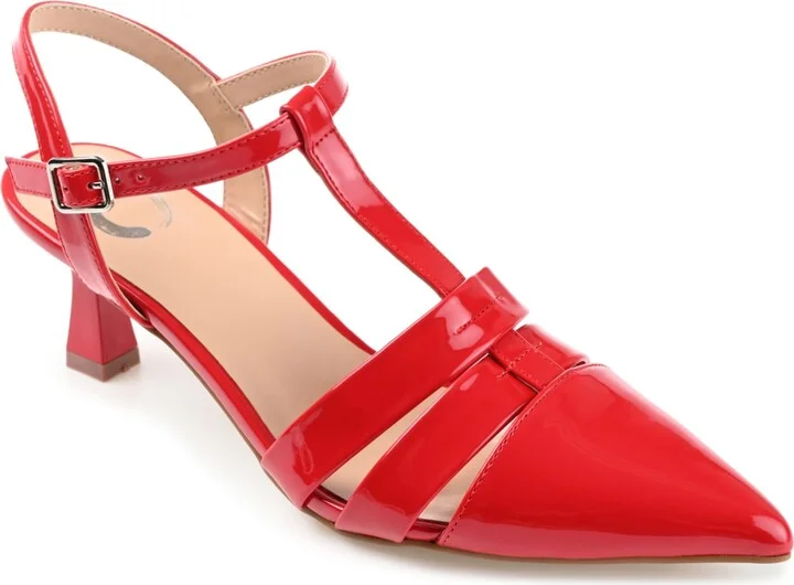 Journee Collection Women's Jazlynn T Strap Kitten Heel Dress Pumps