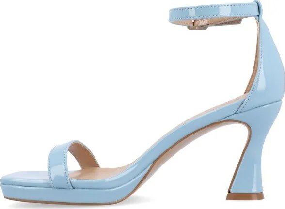 Journee Collection Women's Jeanne Slim Platform Ankle Strap Open Toe Pumps Blue - Image 2