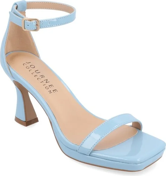 Journee Collection Women's Jeanne Slim Platform Ankle Strap Open Toe Pumps Blue