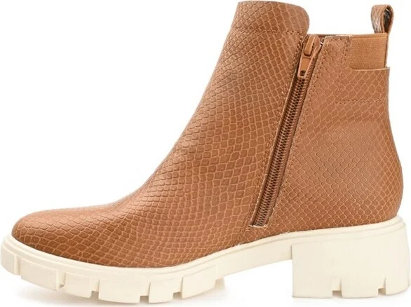 Journee Collection Women's Jeeva Inside Zip Block Heel Booties Cognac - Image 2