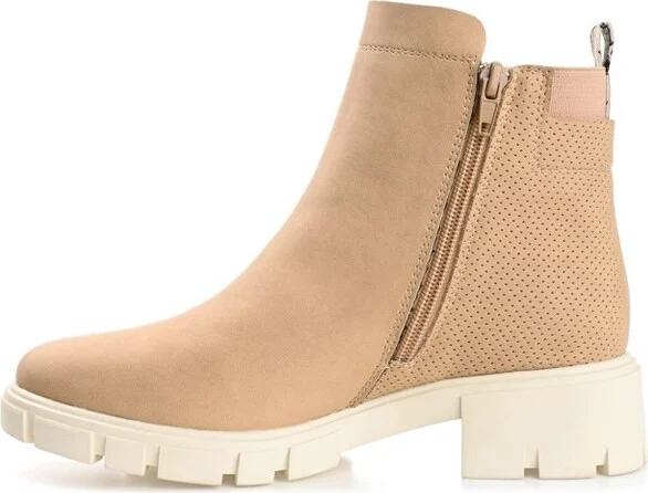 Journee Collection Women's Jeeva Inside Zip Block Heel Booties Cognac - Image 4
