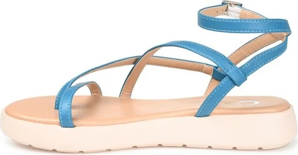 Journee Collection Womens Jeselia Tru Comfort Foam Ankle Strap Flat Sandals Blue 11 - Image 2