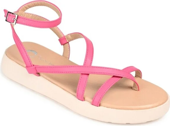 Journee Collection Womens Jeselia Tru Comfort Foam Ankle Strap Flat Sandals Pink 7.5