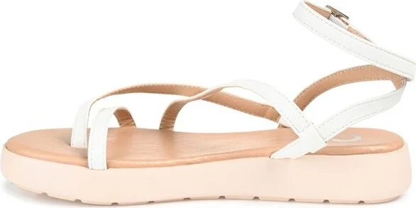 Journee Collection Womens Jeselia Tru Comfort Foam Ankle Strap Flat Sandals White 9 - Image 2