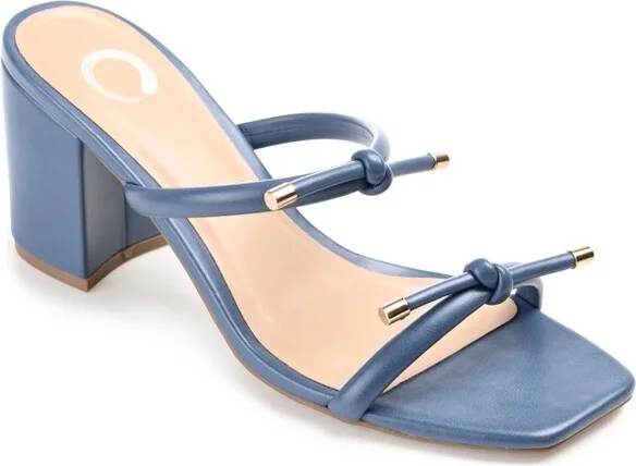 Journee Collection Womens Jessa Tru Comfort Foam Open Square Toe Block Heel Sandals Blue 9