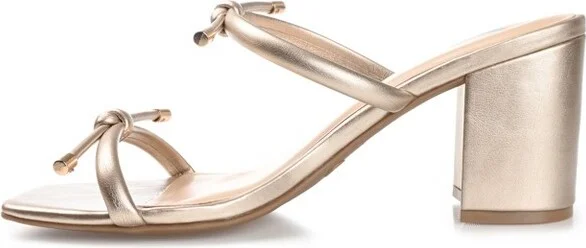 Journee Collection Womens Jessa Tru Comfort Foam Open Square Toe Block Heel Sandals Gold 11 - Image 2