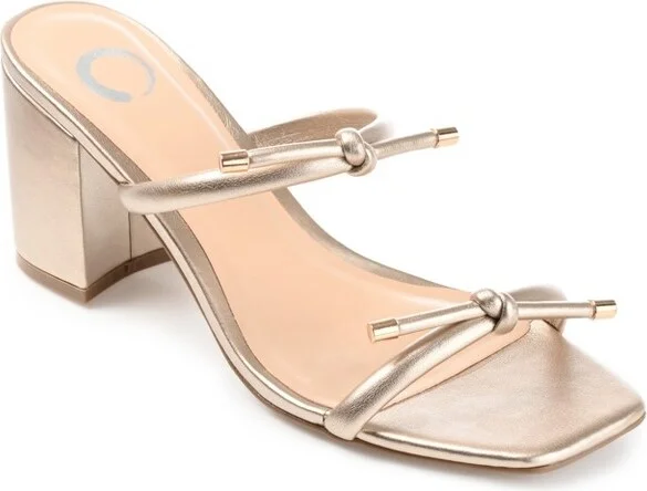 Journee Collection Womens Jessa Tru Comfort Foam Open Square Toe Block Heel Sandals Gold 11