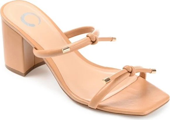 Journee Collection Womens Jessa Tru Comfort Foam Open Square Toe Block Heel Sandals Tan 12