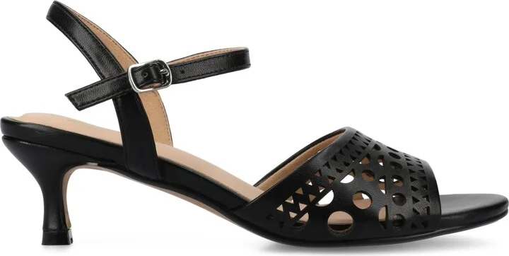 Journee Collection Women's Jessly Perforated Kitten Heel Dress Sandals - Image 2