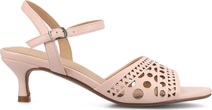 Journee Collection Women's Jessly Perforated Kitten Heel Dress Sandals - Image 7