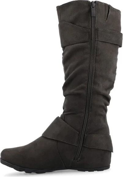 Journee Collection Women's Jester-01 Hidden Wedge Riding Boots Grey - Image 2