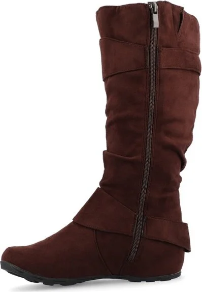 Journee Collection Women's Jester-01 Hidden Wedge Riding Boots Grey - Image 3