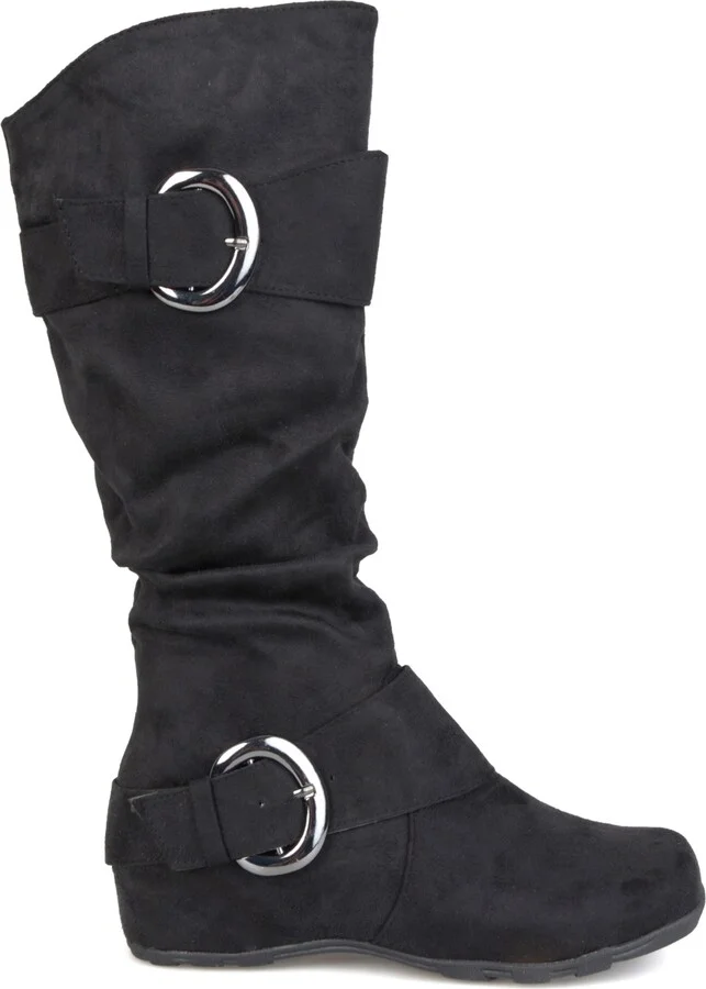 Journee Collection Women's Jester Wide Calf Rouched Buckle Mid Shaft Boots - Image 5