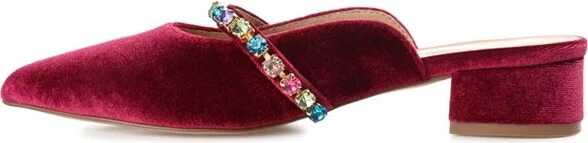 Journee Collection Women's Jewel Mules Pointed Toe Slip On Flats Black - Image 5
