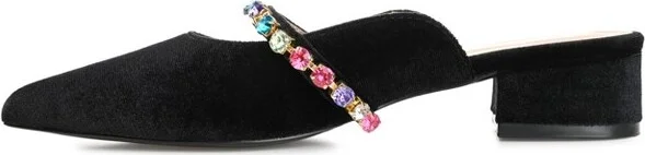 Journee Collection Women's Jewel Mules Pointed Toe Slip On Flats Black - Image 6