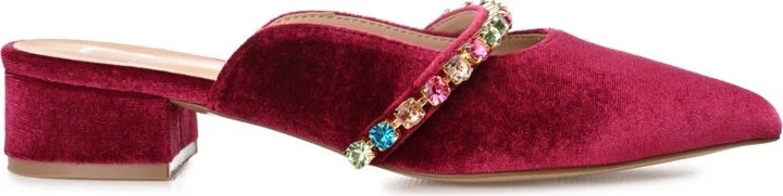 Journee Collection Women's Jewel Rhinestone Embellished Velvet Slip On Flats - Image 7