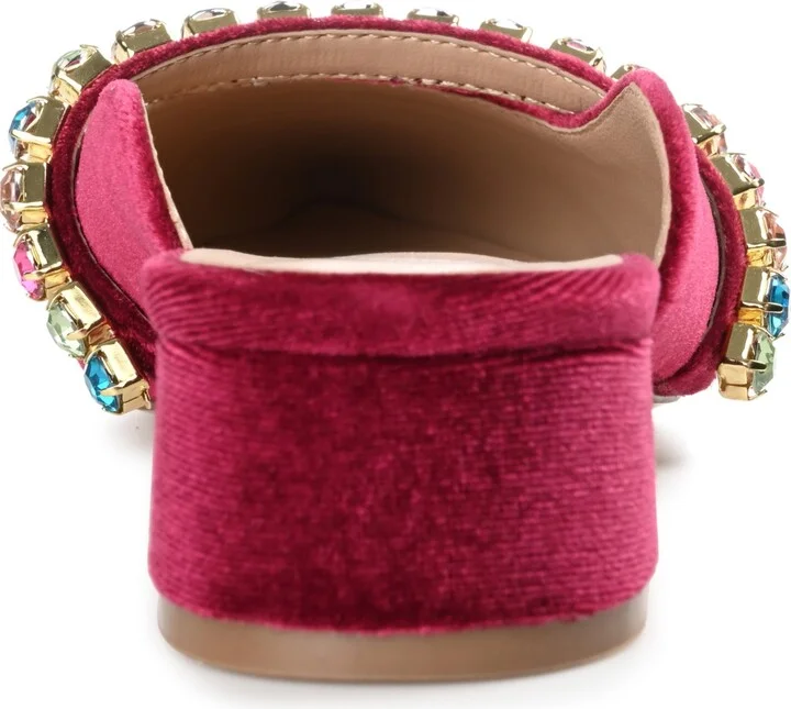 Journee Collection Women's Jewel Rhinestone Embellished Velvet Slip On Flats - Image 8