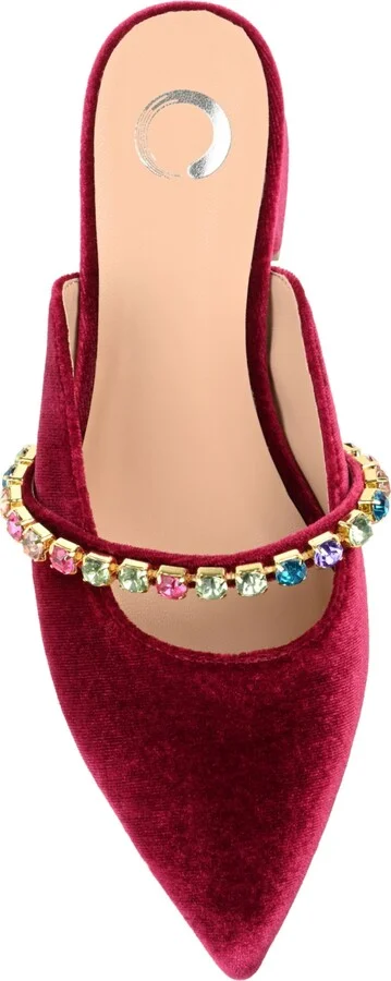 Journee Collection Women's Jewel Rhinestone Embellished Velvet Slip On Flats - Image 9
