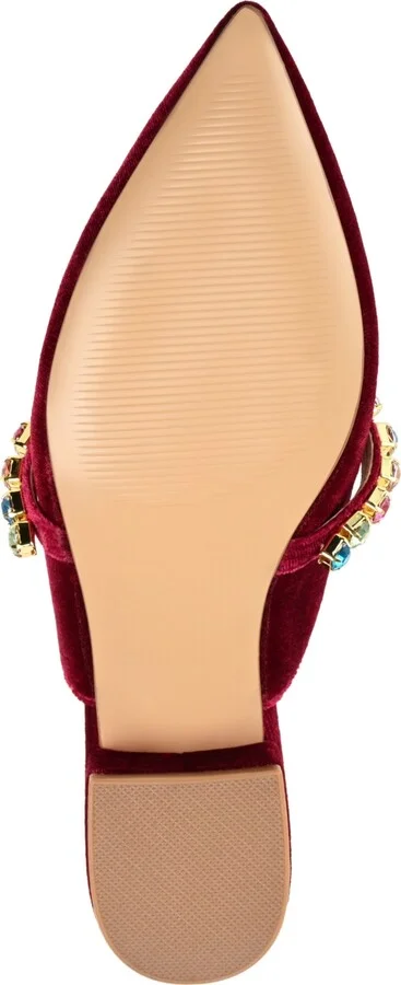 Journee Collection Women's Jewel Rhinestone Embellished Velvet Slip On Flats - Image 10