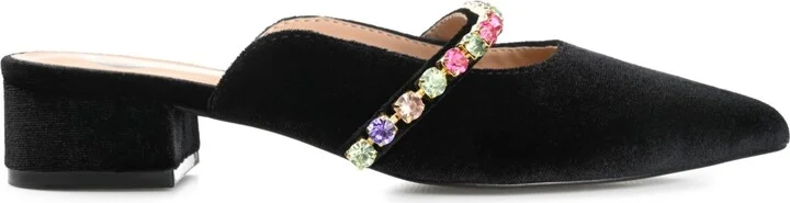 Journee Collection Women's Jewel Rhinestone Embellished Velvet Slip On Flats - Image 11