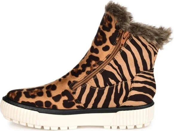 Journee Collection Women's Jezzy Double Zip Wedge Booties Leopard - Image 2