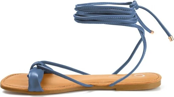 Journee Collection Womens Jiyrie Tru Comfort Foam Ankle Wrap Low Block Heel Sandals Blue 8 - Image 2