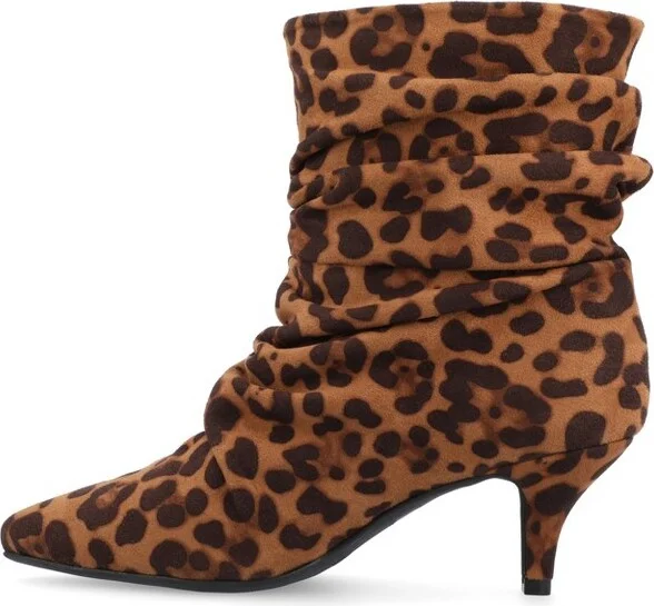 Journee Collection Women's Jo Pull On Kitten Heel Booties Leopard - Image 2
