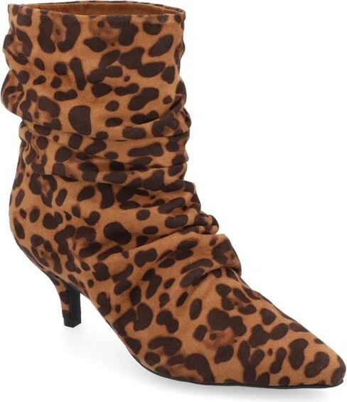 Journee Collection Women's Jo Pull On Kitten Heel Booties Leopard