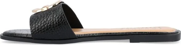 Journee Collection Women's Joarie Slip On Croco Slide Sandals Black - Image 2
