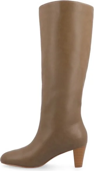 Journee Collection Women's Jovey Pull On Almond Toe Boots, Taupe - Image 2
