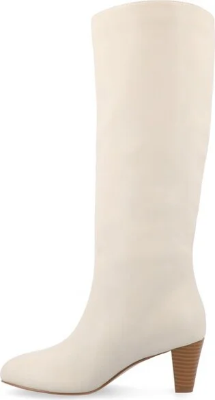 Journee Collection Women's Jovey Pull On Almond Toe Boots, Taupe - Image 5