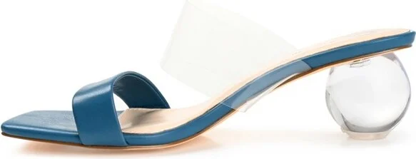 Journee Collection Women's July Open Toe Low Heel Pumps Blue - Image 2